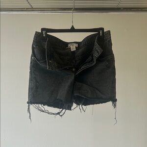 H&M Black Jean Shorts Distressed Denim